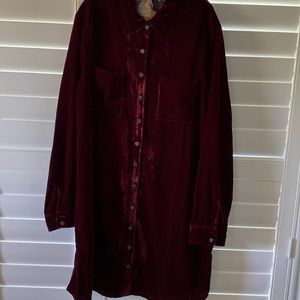 Natural Life velvet shirt dress size large